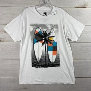 Ocean Current T Shirt Mens L White Surf Boards Beach White Short Sleeve NWT
